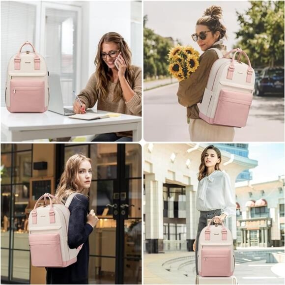 Laptop Backpack for Women 15.6 Inch, Pink - Picture 7 of 7
